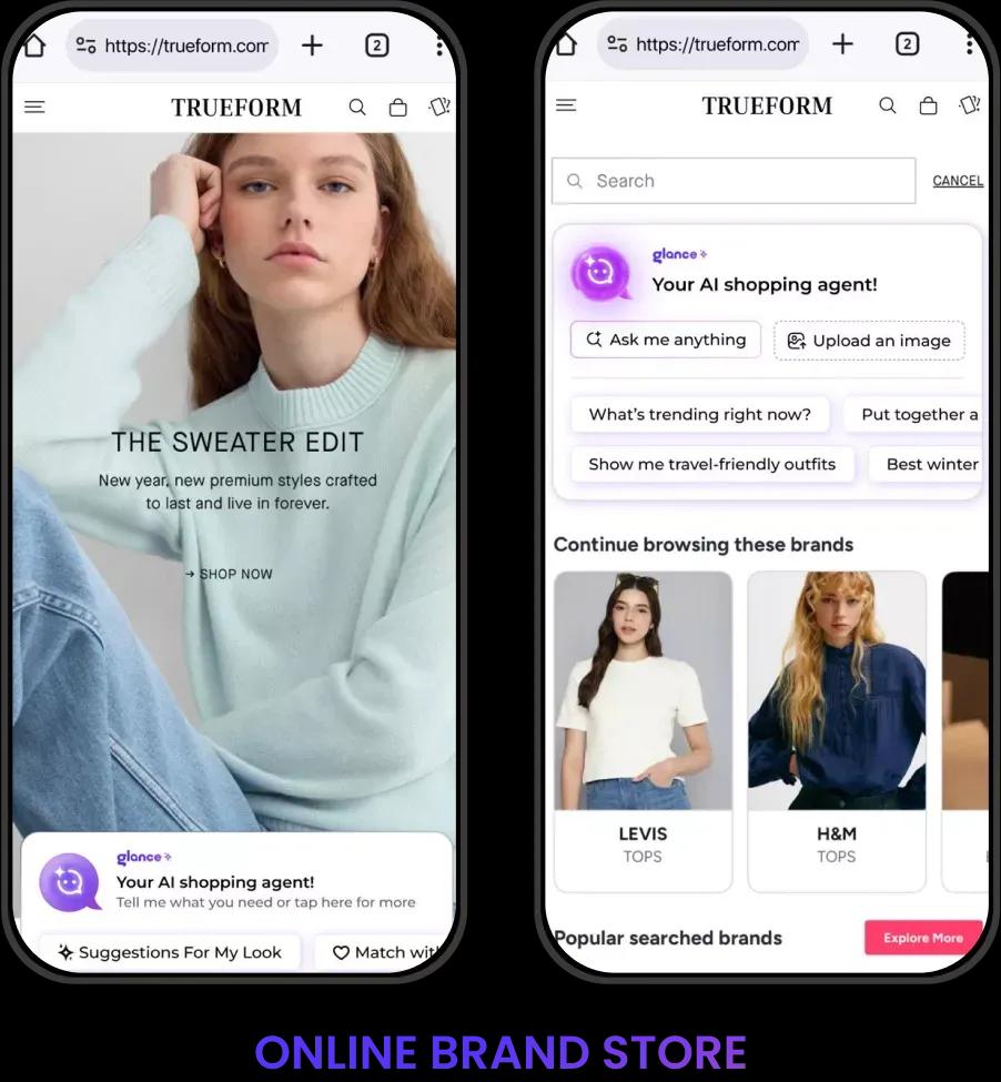 Glance online brand store interface